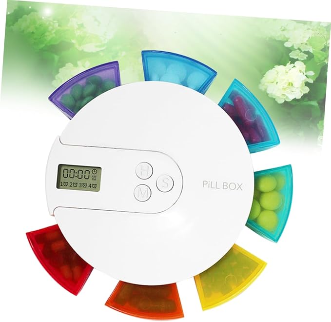 Beavorty 7-Day Weekly Pill Organizer 4 Alarms 7 Independent Compartments for Medication