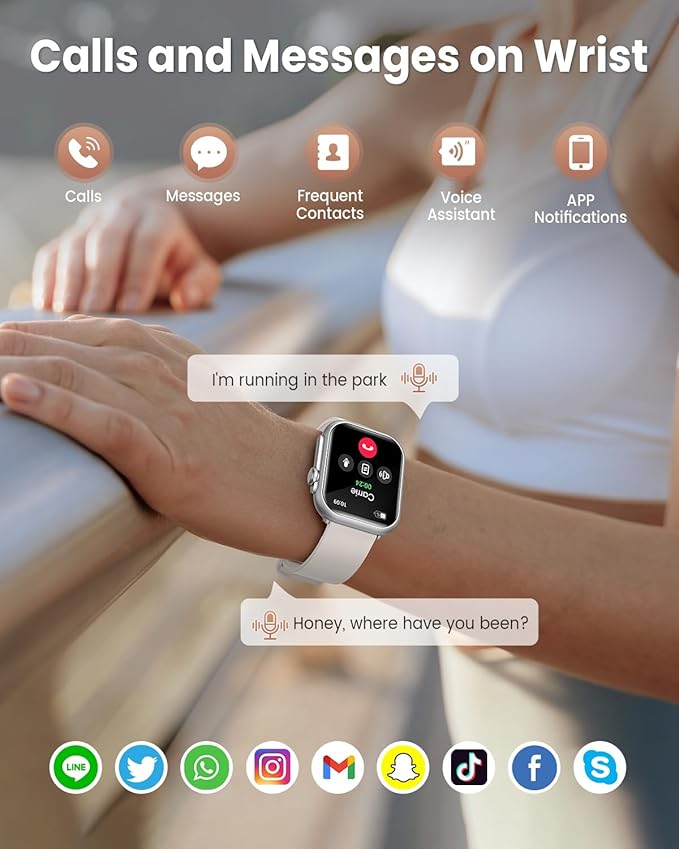 1.83" HD Smart Watch, 30 Days Battery Life, Sleep/Heart Rate/SpO2/Blood Pressure Monitor, Calls/Messages/Notifications, 5ATM 110+ Sports Modes Fitness Tracker Watch, for Women & Men/ Android & iPhone