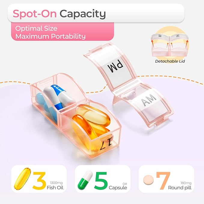 Monthly Pill Organizer AM/PM 31-Day Travel Medicine Case 4-Week Pill Box Pink