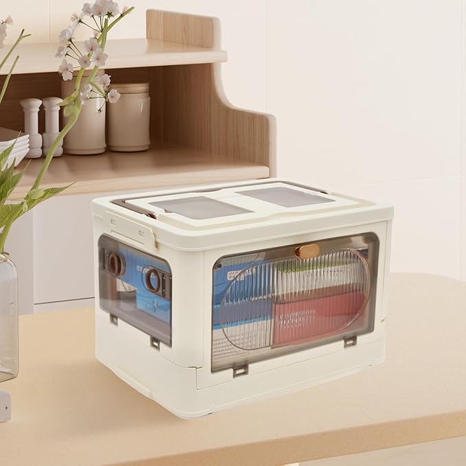 3-Tier Medicine Organizer - Portable Medicine Storage Box Cabinet with Handle, Large Capacity Collapsible First Aid Box with Wheels, Removable Tray Multipurpose Pill Container for Home
