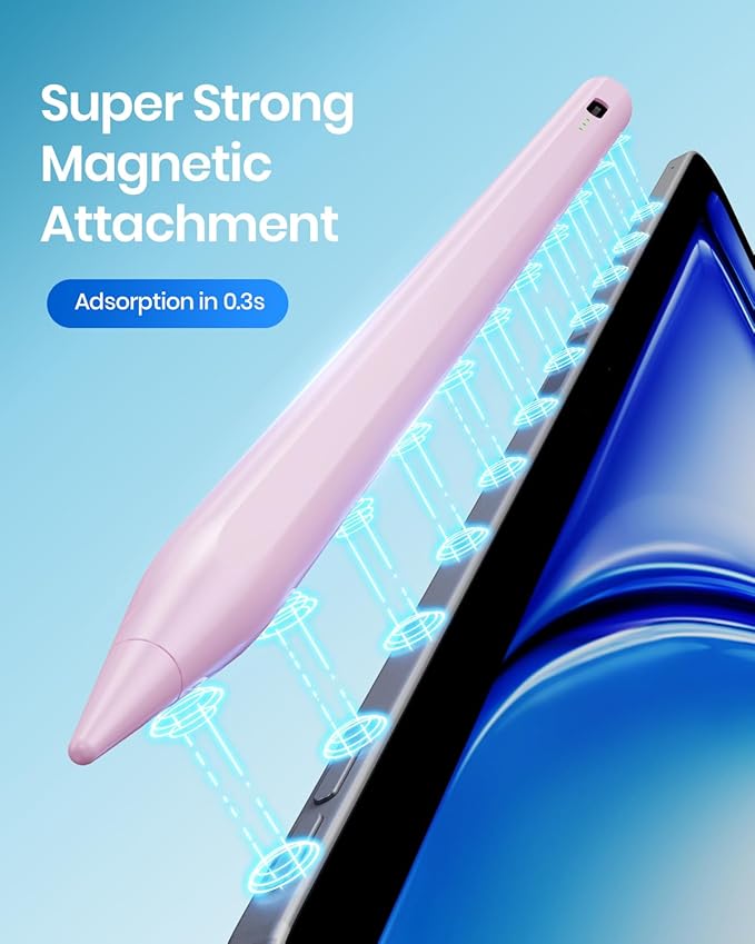 Hastraith Stylus Pen for iPad(2018-2026)-2X Faster Charge with Tilt Sensitivity & Palm Rejection for iPad 11/10/9/8/7/6th Gen, Air 5/4/3/M4/M3/M2, Pro 13"/12.9"/11"/M4, Mini 7/6/5th, Pink