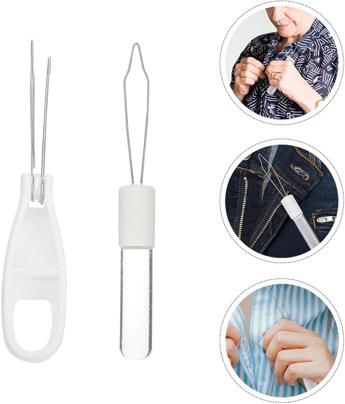 2pcs Button Assist Tool and Simple Zipper Puller, Manual Dressing Aid with Foldable Button Hook for Coat Buttoning and Zipper Pulling, Portable Dressing Assistance for Arthritis