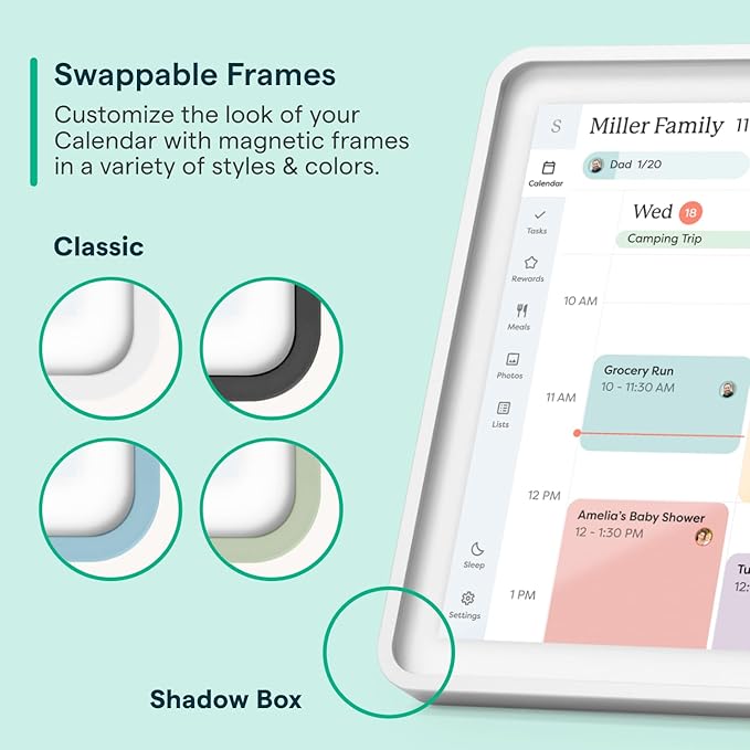 Skylight Calendar 2 - 15-inch Full HD Touchscreen Digital Calendar, Featured on Wirecutter - Wall Planner & Interactive Chore Chart, Smart Family Organizer, 16GB Storage, Wi-Fi, Wall Mount Included - Shadow Box, Silver