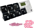 7 Days Pill Dispenser Organizer with Reminder Alarm,Daily Medicine Dispenser,Portable Weekly Pill Box,Travel Vitamins Fish Oils Small Supplements Medicine Box Case (Black)