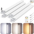 16" Ultra-Thin Under Cabinet Lighting Wireless, Aluminum Alloy Under Counter Lights for Kitchen, 3-Color-Temps Magnetic Closet Lights, Rechargeable Motion Sensor Light Indoor (4 Pack, Silver)