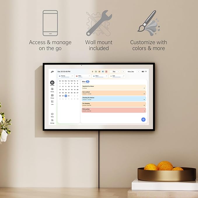 Digital Calendar, 15.6 inch Wall Planner & Chore Chart, Rechargeable Full HD Touchscreen Display, Portable Smart Family Organizer, Event Planner, Desk and Wall mountable, Perfect for Family Schedules - No Subscription (Free Magic Import)