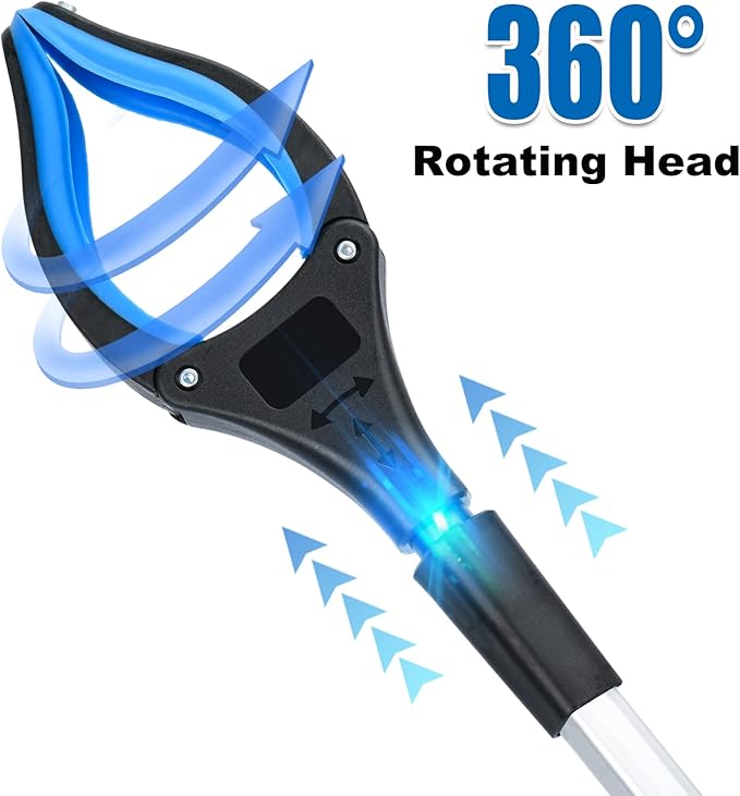 2-Pack Grabber Reacher Tool,32 Inch Foldable Reacher Grabber Pickup Tool with Strong Grip Magnetic,360°Rotating Anti-Slip Jaw,Grabber Tool,Grabbers for Seniors for Outdoor & Indoor (Blue&Purple)