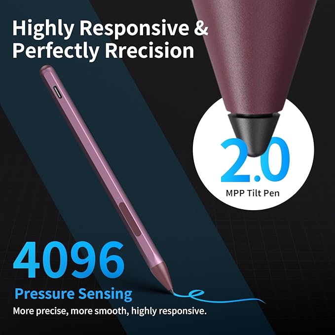 Stylus Pen for ASUS Transformer/Mini/ASUS Zenbook Flip/Pro/ASUS Vivobook Flip/Pro/Duo/ASUS Notebook, Rechargeable MPP 2.0 Tilt Active Pen with 4096 Pressure Sensitivity, Tpye-c Charge, Red