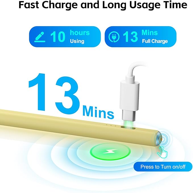 Stylus Pen for iPad 2026-2018 with 13mins Fast Charge,Tilt Sensitivity Palm Rejection Pencil for 11th (A16)/10/9/8/7/6 Gen, iPad Pro 11"/12.9"/M4/M5, iPad Air 3/4/5/M2/M3/M4