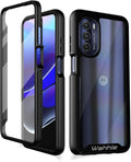 wahhle Compatible with Moto G Stylus 5G 2022 Case (Not Fit 2021 Version), Built in Screen Protector Full Body Shockproof Slim Fit Bumper Protective Phone Cover for G Stylus 5G 2022-Black/Clear