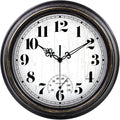 zyzamay 12 Inch Indoor Outdoor Clocks,Waterproof Wall Clock with Thermometer,Easy to Read,Non-Ticking Battery Operated Quality Quartz Clock, Decorative for Patio,Porch,Pool,Bathroom(BlackGold)