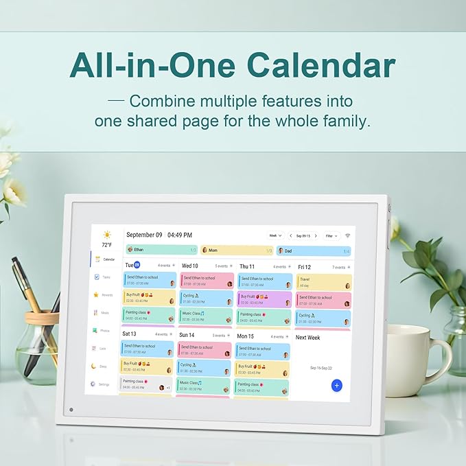 Canupdog Digital Calendar, 10.1inch Smart WiFi Digital Calendar&Chore Chart, Touch Screen HD Display for Family Schedules, Share Moments Instantly from Anywhere, Gifts for Women Mom