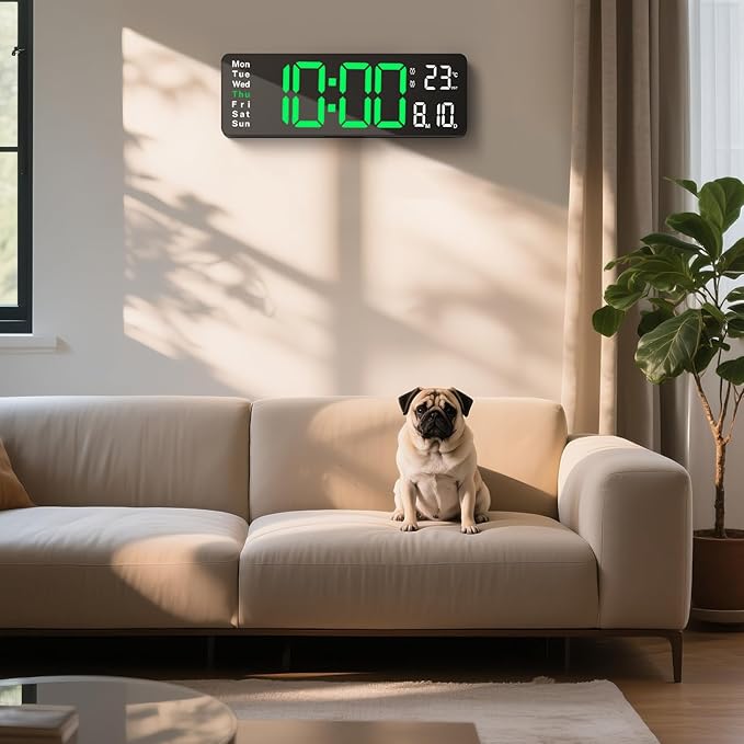 Digital Clock Large Display, 16" Large Digital Wall Clock for Classroom, Led Big Wall Clocks with Remote Control,Date,Week,Alarm,Temp,Night Light for Bedroom,Living Room,Gym,Office
