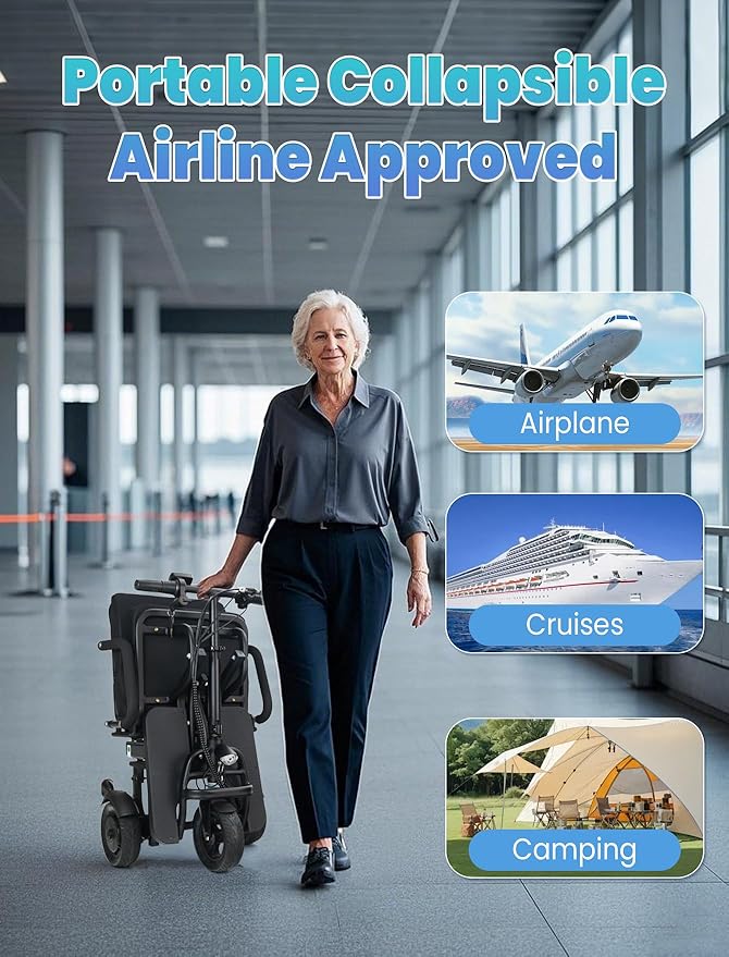 20Miles Autopilot Mobility Scooters 3 Gear Speed with Bagpack/Dust Cover/Cup Holder, 9.32MPH,Airline Approved, Foldable Mobility Scooters Lightweight for Adults/Seniors, Support 300lbs