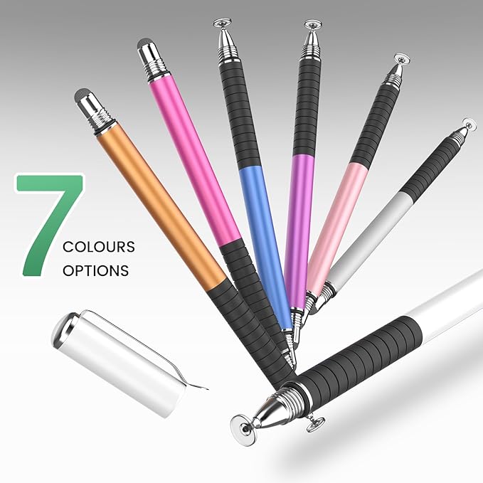 MEKO 6 Pcs Stylus Pen for Touchscreen, 2-in-1 High Sensitivity & Precision for Switch, iPad/iPhone/Samsung/Android Phones & Tablets, Skylight & More, All Touch Screen Devices(White)