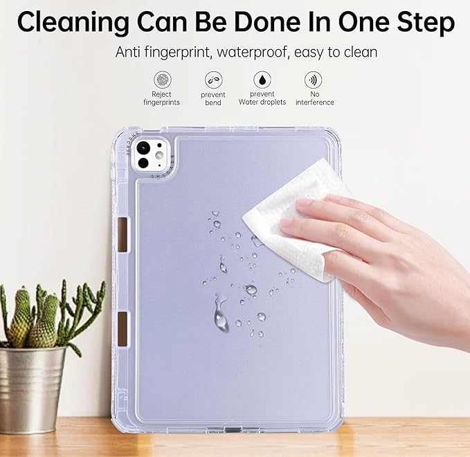Dteck for iPad Pro/Air 13" (M5/M4/M3/M2), Pro 12.9" (6th/5th/4th/3rd Gen) Clear Case with Pencil Holder/Screen Protector Film/Stylus, 3 Layers Protective Lightweight Slim Transparent Cover, Crystal