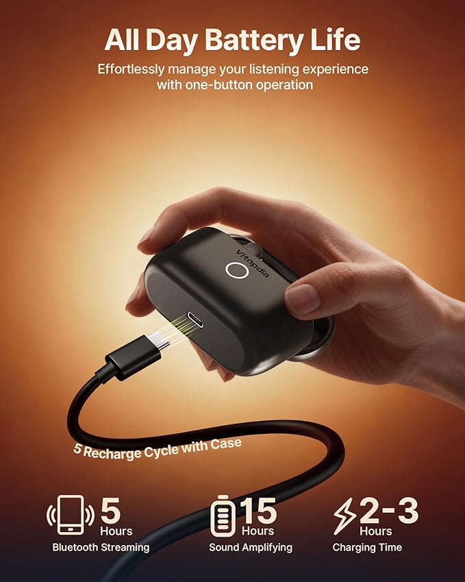 3-in-1 Rechargeable Bluetooth OTC Hearing Aids for Adults Seniors, Music Streaming | Phone Call Auto Switch, Smart Noise Cancellation, DSP 16-Channel HD Sound, 5-Level Volume, 15-Hour Battery