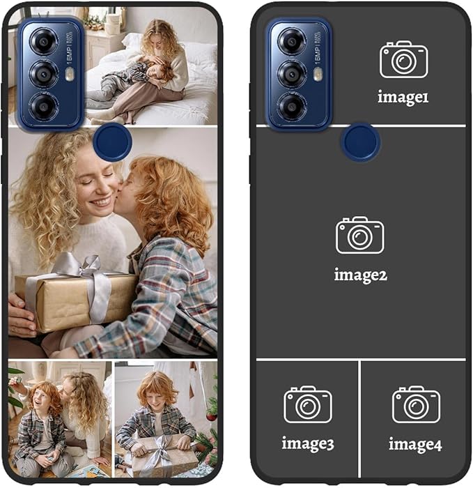 Custom Photo Case for Motorola Moto G Play 2023, Create Your Own Picture Collage Phone Case, Soft Drop Protection, Personalized Anti-Scratch TPU Soft Cover, Gifts for Family Friends, Black