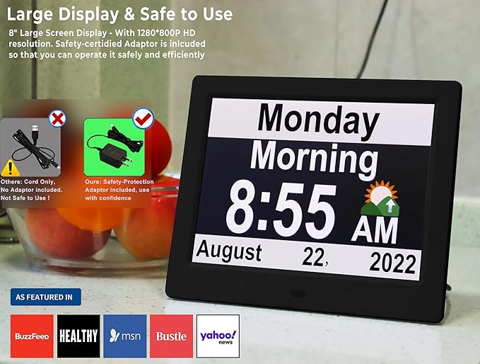 Véfaîî 30 Alarms Extra Large Digital Clock with Auto DST, 6 Display Modes, 20 Custom Reminders, 10-Level Auto Dimmer, AM/PM- Perfect Organizer for Home & School