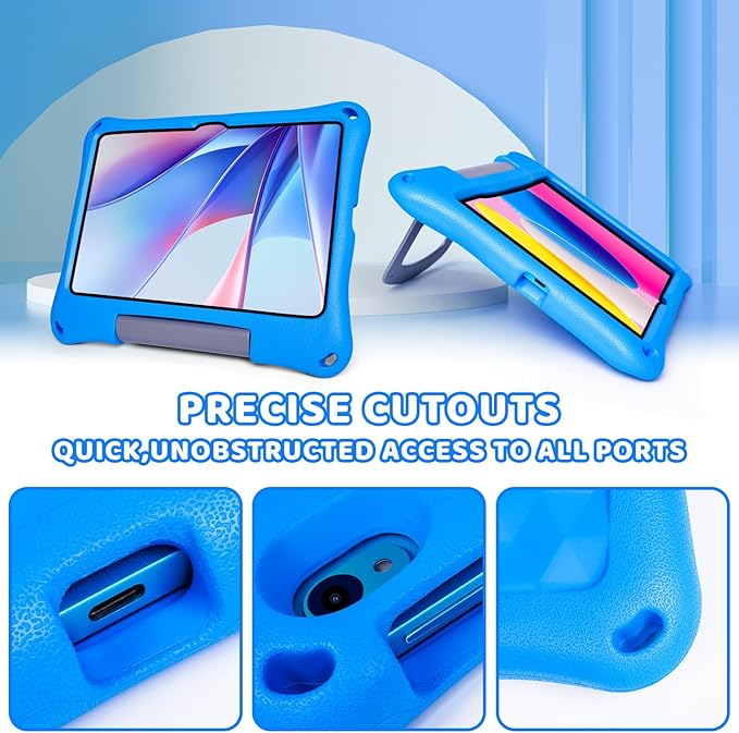 Case for Onn 10.1 Inch Tablet (2024 Model) Gen 4 - Shockproof Lightweight Protective EVA Kids Kickstand Cover Case + 1 Stylus (Blue)