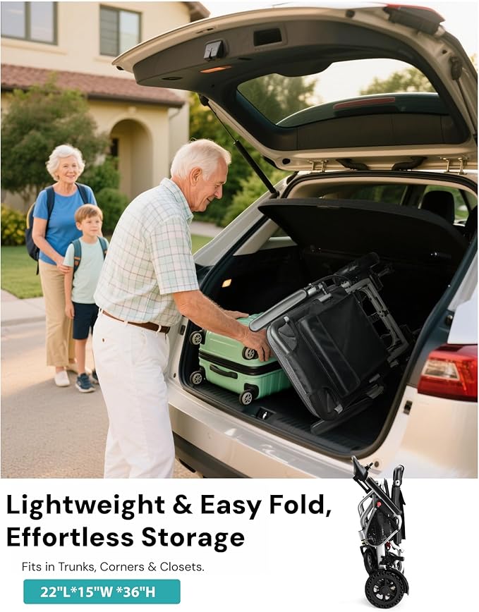 Goldseason 33lb Lightweight Electric Wheelchairs for Adults -15 Miles Range&Airplane Approved, Portable Motorized Wheelchair for Home/Outdoors/Travel/Shopping(Ultra-Light)