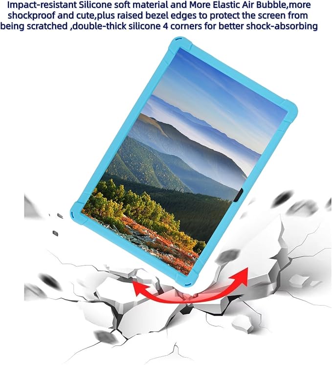 Silicone Tablet Case 360 Rotating Stand/Handle and Shoulder Strap Stylus Pen Soft Cover Compatible with COLORROOM/TUOHAITIME/JIKOCXN/WXUNJA C5 11 inch SkyBlue