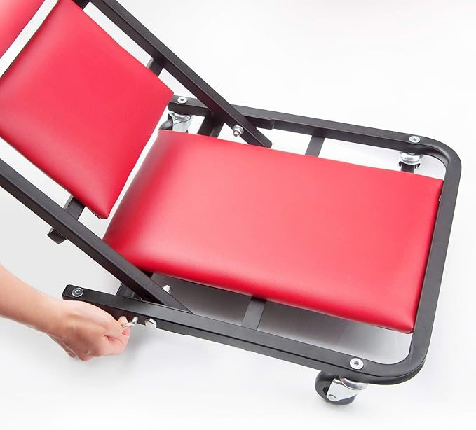 WINTOOLS 41" Foldable Heavy Duty Z Creeper Seat Rolling Chair Mechanics Garage 2 in 1 Work Bench
