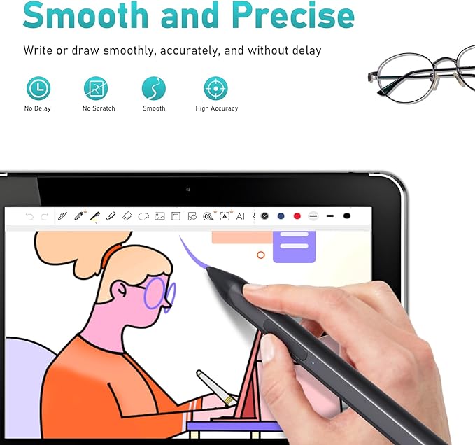 Stylus Pen for HP Envy X360 Pavilion X360 Specter X360 Spectre X2 Envy X2 Rechargeable MPP 2.0 Tilt Active Pen with 4096 Pressure Sensitivity, Palm Rejection, Tpye-c Charge, Black