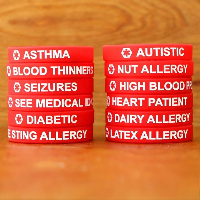 2 Pack of Medical Alert Wristband Bracelets in 12 Options
