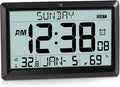 SZELAM Atomic Clock,10.5"Large Display Digital Wall Clock Battery Operated,Digital Calendar Auto Setting Desk Clocks with Indoor Temperature,Humidity,Date,Day,Auto DST for Elderly Bedroom-No backlight