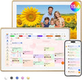 Westsee 15.6" Digital Wall Calendar Frame – Interactive Touchscreen Eletronic Calendars, Smart Family Planner for Schedule, Photo Display, Meals, Chore Chart & Tasks, Wall & Desk Mountable (Gold)