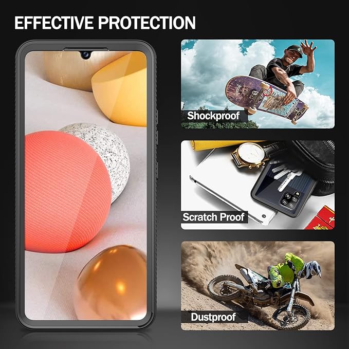 wahhle Compatible with Samsung Galaxy A42 5G Case, Built in Screen Protector Full Body Shockproof Slim Fit Bumper Protective Phone Cover for Samsung A42 5G Men Women-Black/Clear