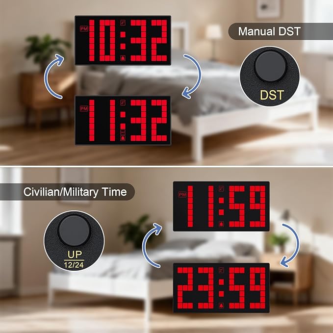 KWANWA Digital Alarm Clock with Auto-Dimmable LED Display, Weekend Alarm Mode, Battery Backup, DST Switch, 12/24H Format – Small Bedroom Clock for Desk, Nightstand, Kids, Seniors