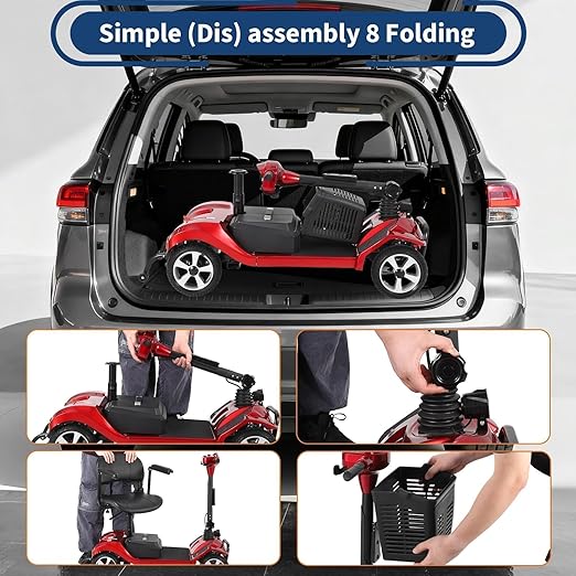 Foldable 4-Wheel Mobility Scooter for Adults & Seniors, 330LBS Heavy Duty, 20-Mile Range Electric Mobility Scooter, 3.7 MPH Lightweight Folding Mobility Scooter for Indoor Outdoor Travel