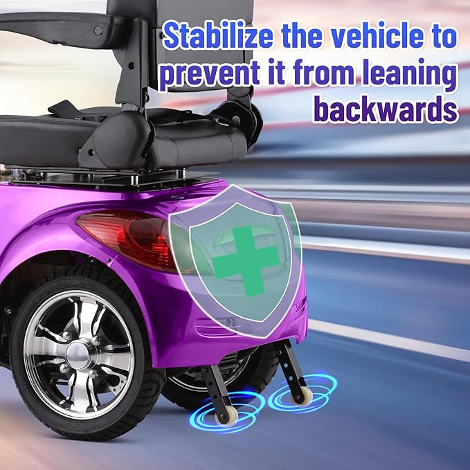 Super Large Electric 3 Wheel Mobility Scooters, 800W Wheelchair Device, 500 LBS Capacity Electric Wheelchair for Seniors & Adults, Speed Adjust, Remote Key, Receive Ready to Ride (Purple)