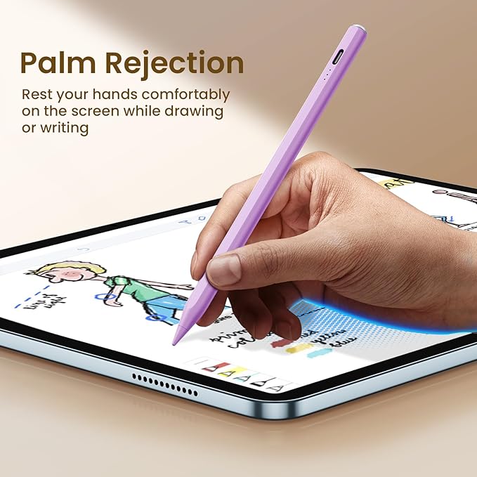 Hastraith Stylus Pen for iPad(2018-2026)-13 Mins Fast Charge with Tilt Sensitivity & Palm Rejection for iPad 11/10/9/8/7/6th Gen, Air 5/4/3/M4/M3/M2, Pro 13"/12.9"/11"/M4, Mini 7/6/5th, Purple