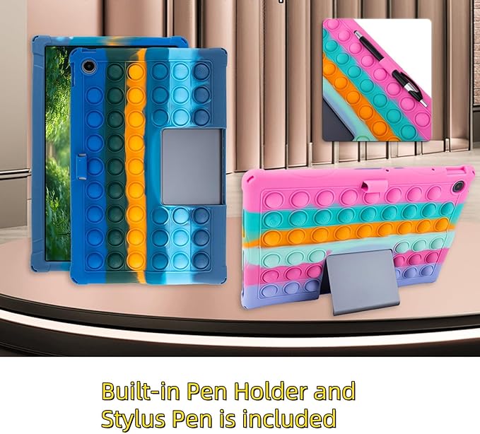 Silicone Tablet Case with Shoulder Strap Built in Pen Holder and Stylus Pen Lightweight Soft Cute Cover Compatible with Lenovo Tab Plus 11.5 Black