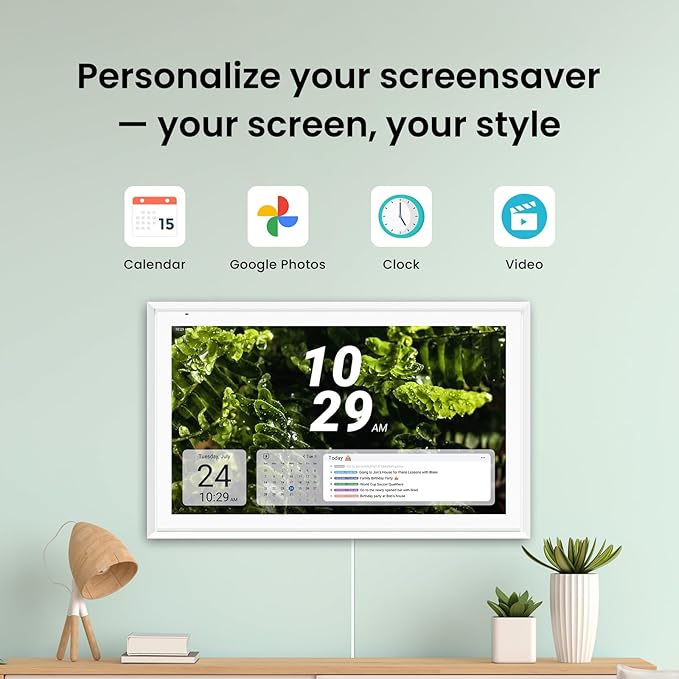 Apolosign 21.5-inch Digital Calendar : Dual Mode Smart Wall Planner, No Subscription, Install Apps, Sync Calendars, Electronic Touchscreen Interactive Display for Family Schedules, Chore Chart (White)