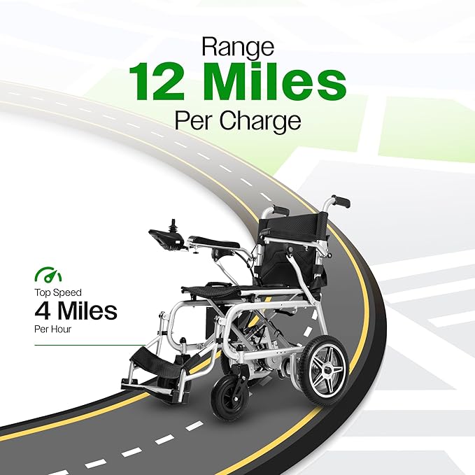Culver Artemis Pro Lightweight Foldable Electric Wheelchairs for Seniors - 2x250W Motor Power Wheelchair - Travel/User Friendly Electric Wheelchairs for Seniors, Long Range Electric Wheelchair, Black