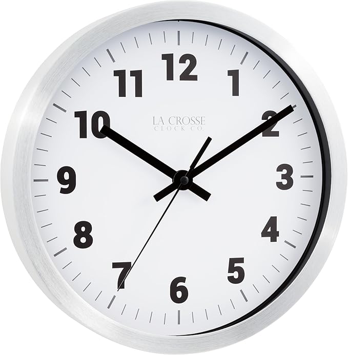 La Crosse Clock 404-2626 10-in. Nash Analog Quartz Wall Clock
