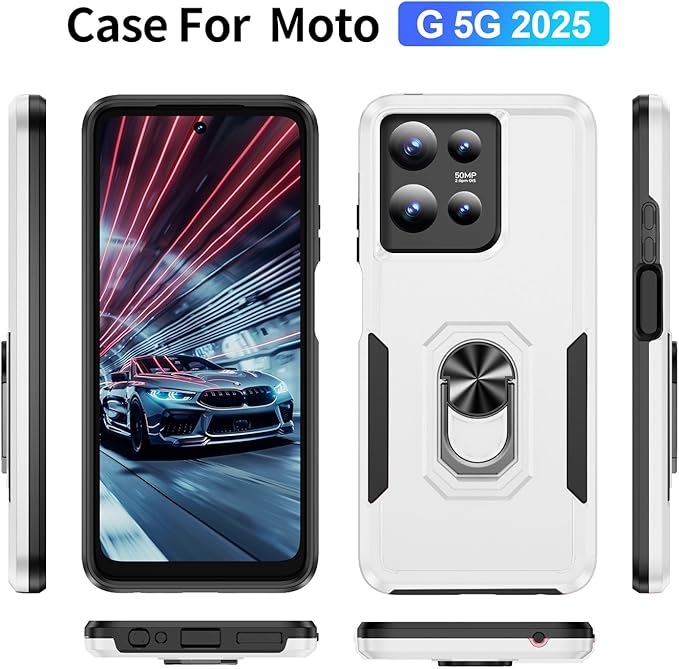 for Moto G 2026/2025 Case, Moto G Play 2026 Case [15 FT Military Grade Drop Protection] with 2X Tempered Glass Screen Protector, Shockproof Phone Case for Moto G 2026/2025 White