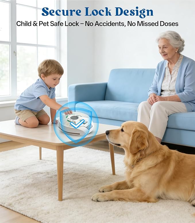 Bluetooth Automatic Pill Dispenser 21 Pods with App Adherence Tracking Key Lock