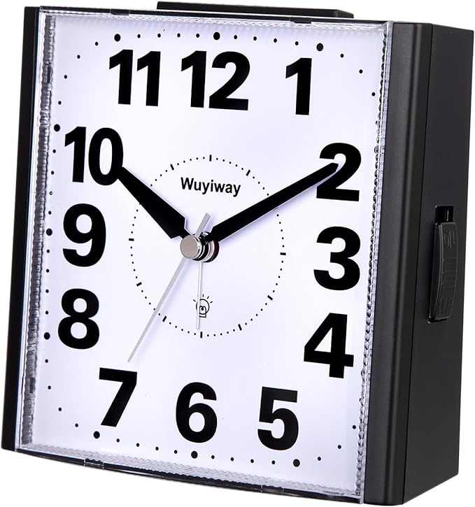 4.7" Large Analog Alarm Clock Bedroom, Battery Operated, Readable for Seniors,Lighted on Demand and Snooze, Beep Sounds, Gentle Wake, Ascending Alarm, Easy Set (Black)