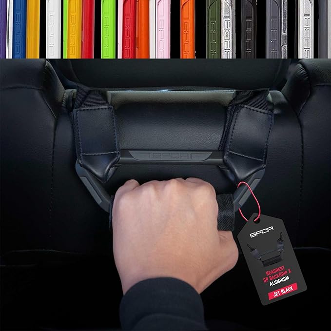 GPCA BackGrip X Heavy-Duty Headrest Grab Handle for Lifted Trucks & Jeeps, Rear Seat Entry Assist for Seniors & Kids Fits Vehicles with Pole-Style Headrests (Up to 16mm) Easy Install (2PC-Jet Black)
