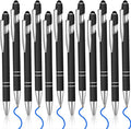 12 Pcs Blue Ink Ballpoint Pen with Stylus Tip, 1.0 mm Metal Pen Stylus Pen for Touch Screens, 2 in 1 Thank You Pen Gift for Friends, Colleagues, Coworker, Office, Family (Black)