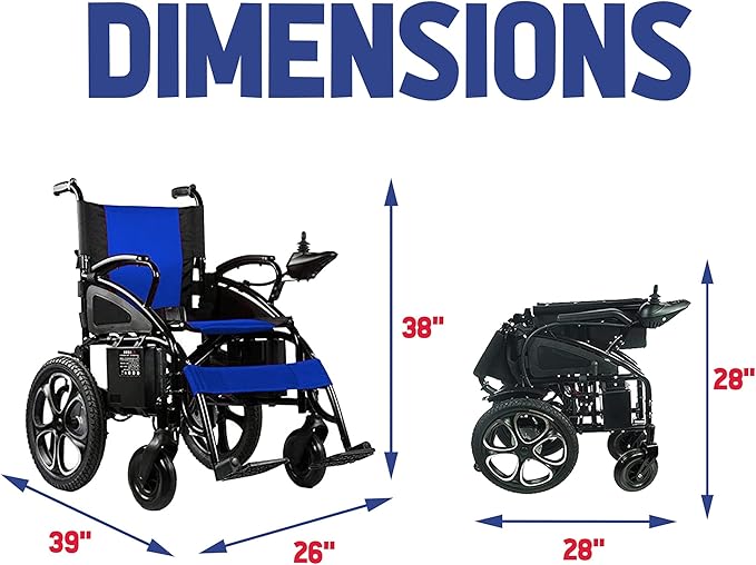 Artemis All Terrain Electric Wheelchair Heavy Duty, Foldable Electric Wheelchairs for Adults, Power Wheelchairs for Seniors (Blue)