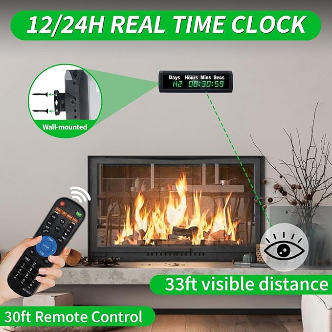 YZ Digital 999 Days Countdown Timer, Count Up/Count Down Clock with Remote, 12/24 Hour Real Time, Event Countdown Clock Large Display, Countdown Calendar for Retirement/Pregnancy/Birthday/Christmas