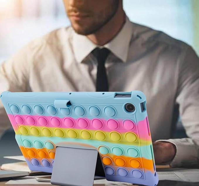 Silicone Tablet Case with Shoulder Strap Built in Pen Holder and Stylus Pen Lightweight Soft Cute Cover Compatible with Lenovo Tab Plus 11.5 Lightblue