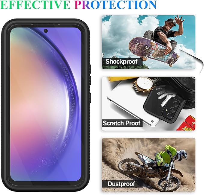 wahhle Compatible with Samsung Galaxy A54 Case, Built in Screen Protector Full Body Shockproof Slim Fit Bumper Protective Phone Cover for Samsung A54 5G Men Women-Black/Clear