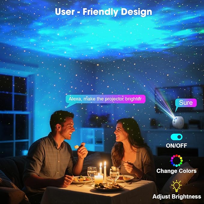 Aurviv Star Projector 900 Sqft Galaxy Night Light App Voice Control 4 Custom Scenes